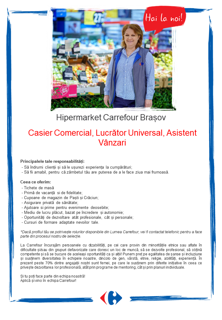 Cautam colegi la Carrefour Brasov