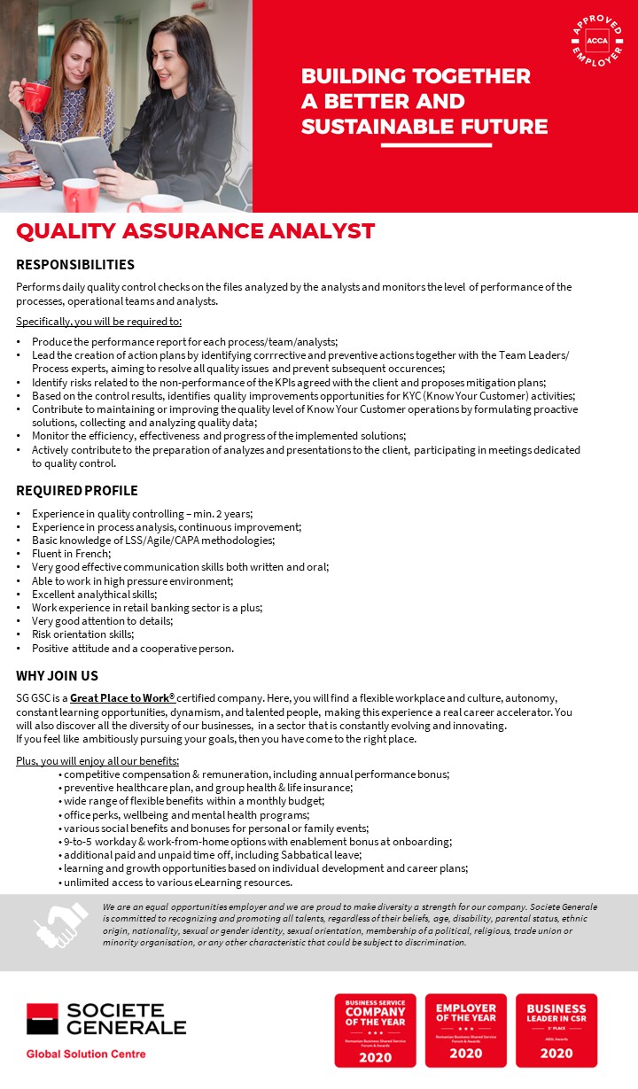 Quality Assurance Analyst with French
