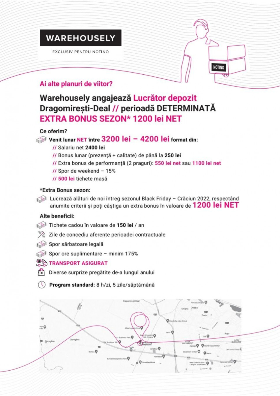 Lucrător Depozit - între 3200 – 4200 Lei Net + Bonus Sezon 1200 Lei Net