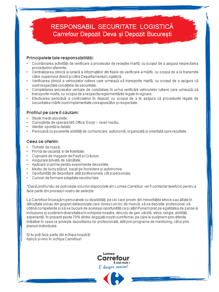 Responsabil Securitate Logistica Depozit Cefin si Deva