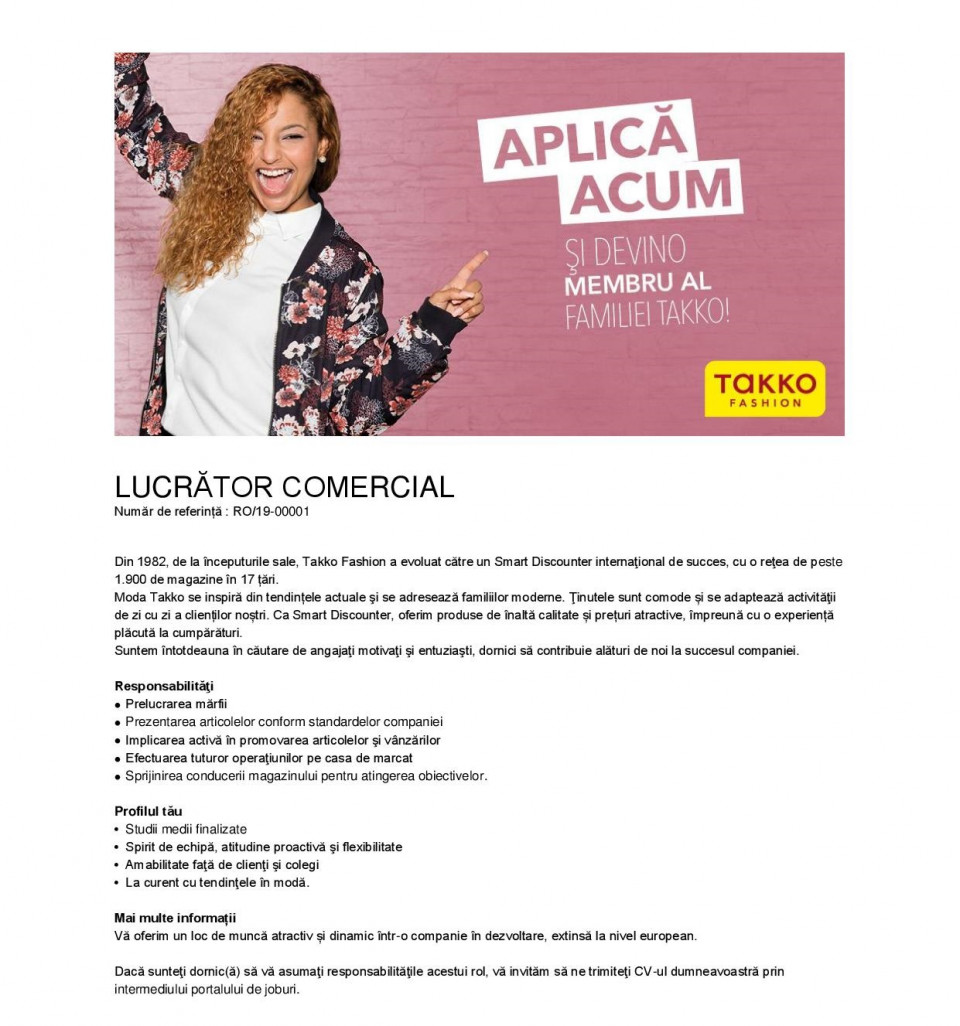 Lucrator comercial -Turda, Bacau,Timisoara,Mioveni,Constanta