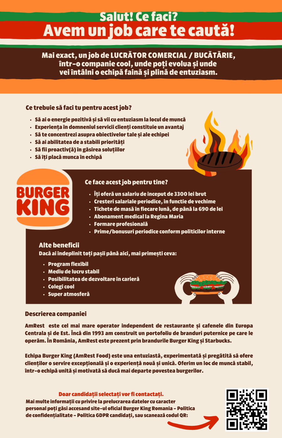 Burger King Mega Mall angajeaza Lucrator comercial/bucatarie