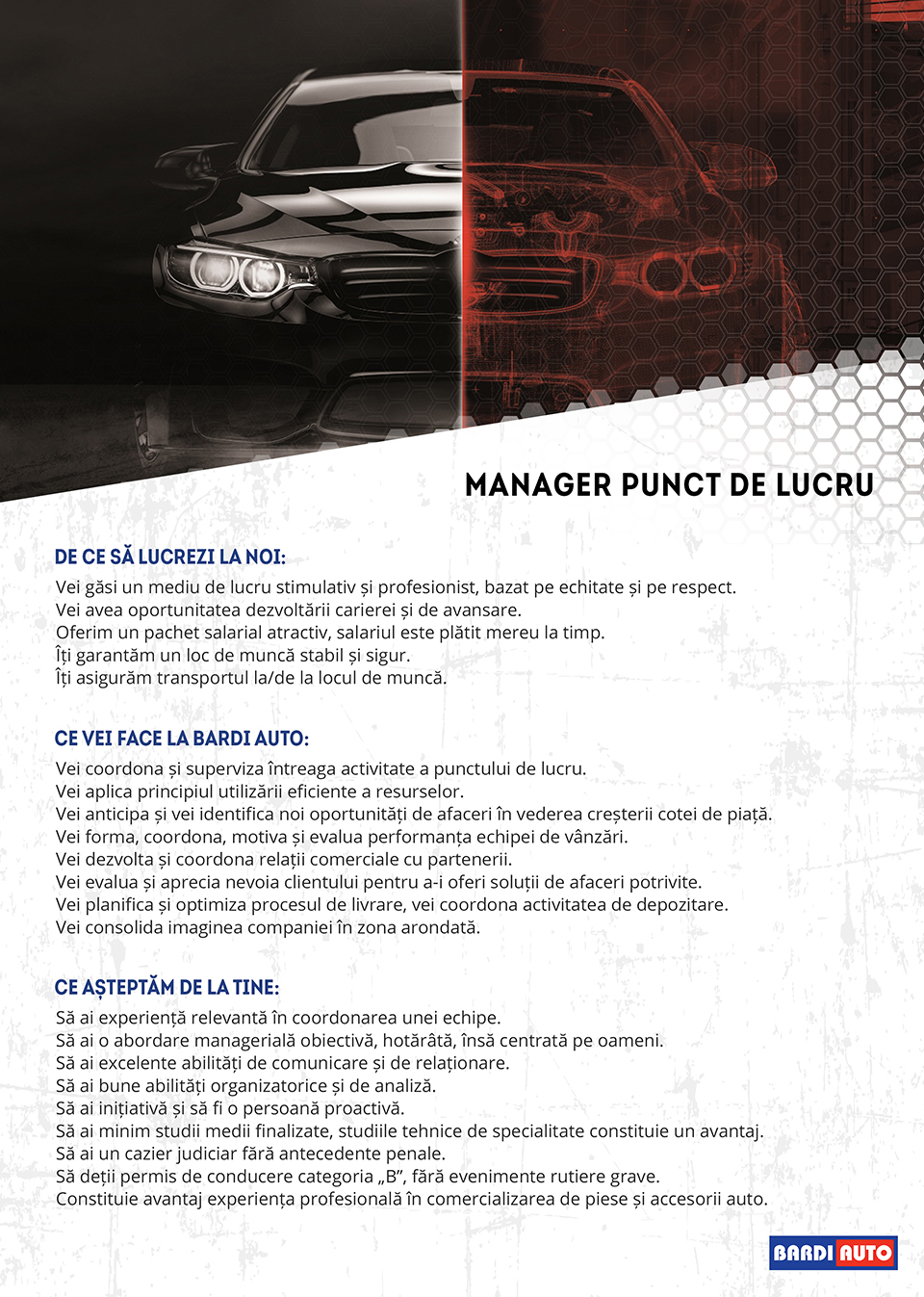 Manager punct de lucru (Automotive Area)
