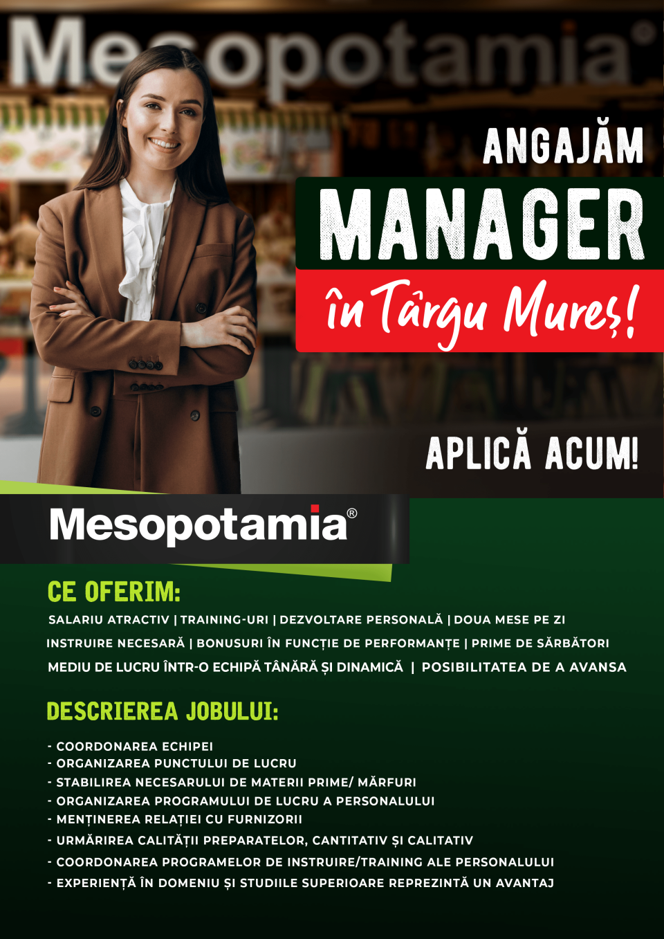 Manager Restaurant - Mesopotamia Târgu Mureș