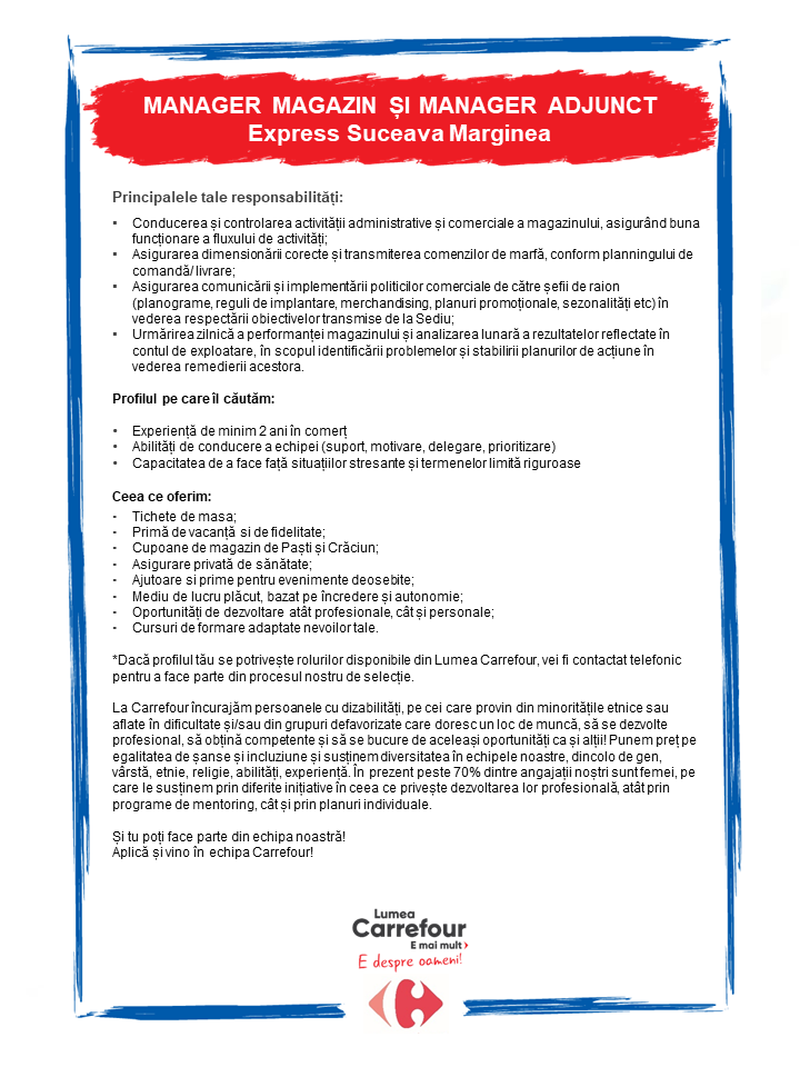Manager Magazin si Manager Adjunct Express Marginea Suceava