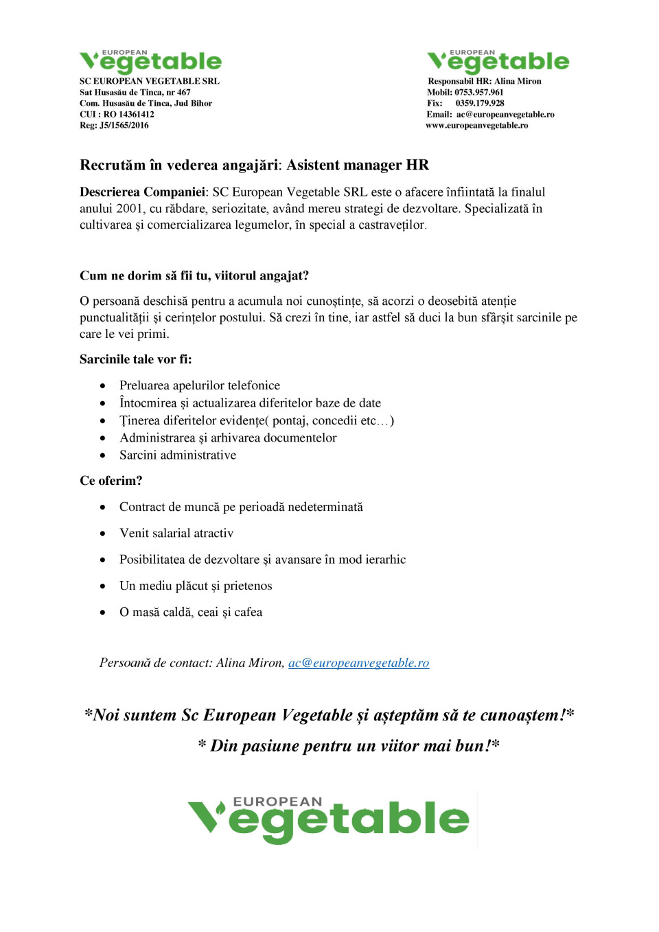 Asistent manager HR