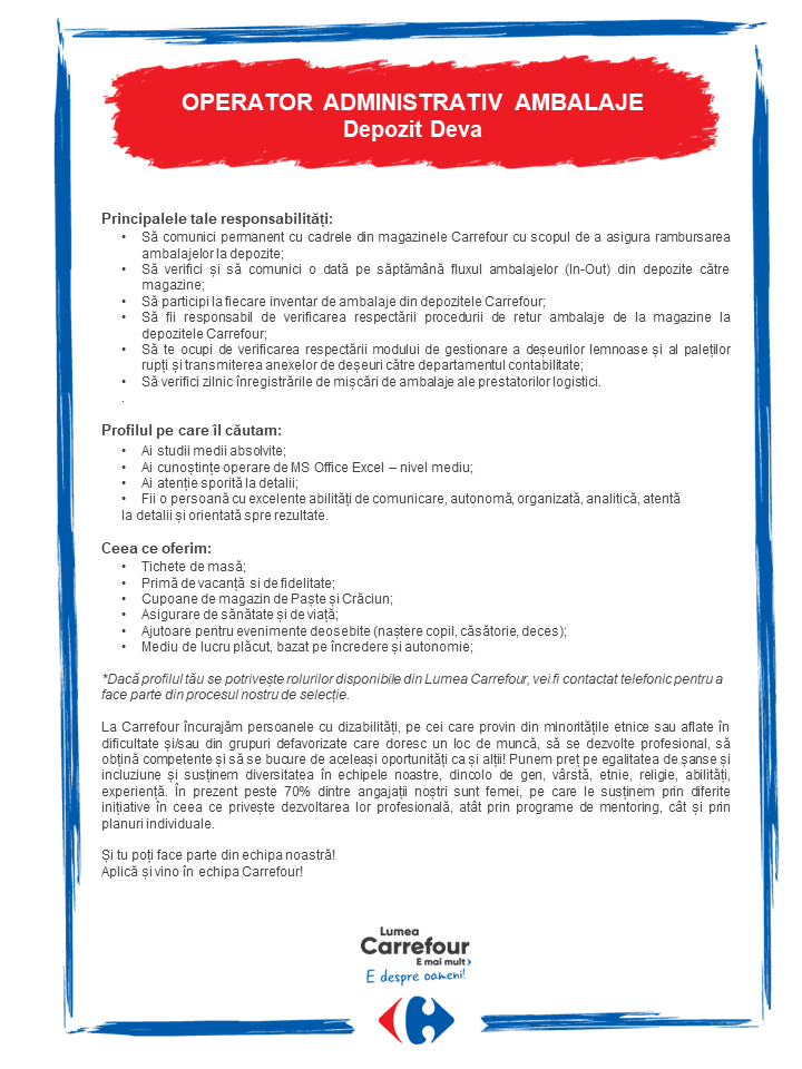 OPERATOR ADMINISTRATIV AMBALAJE