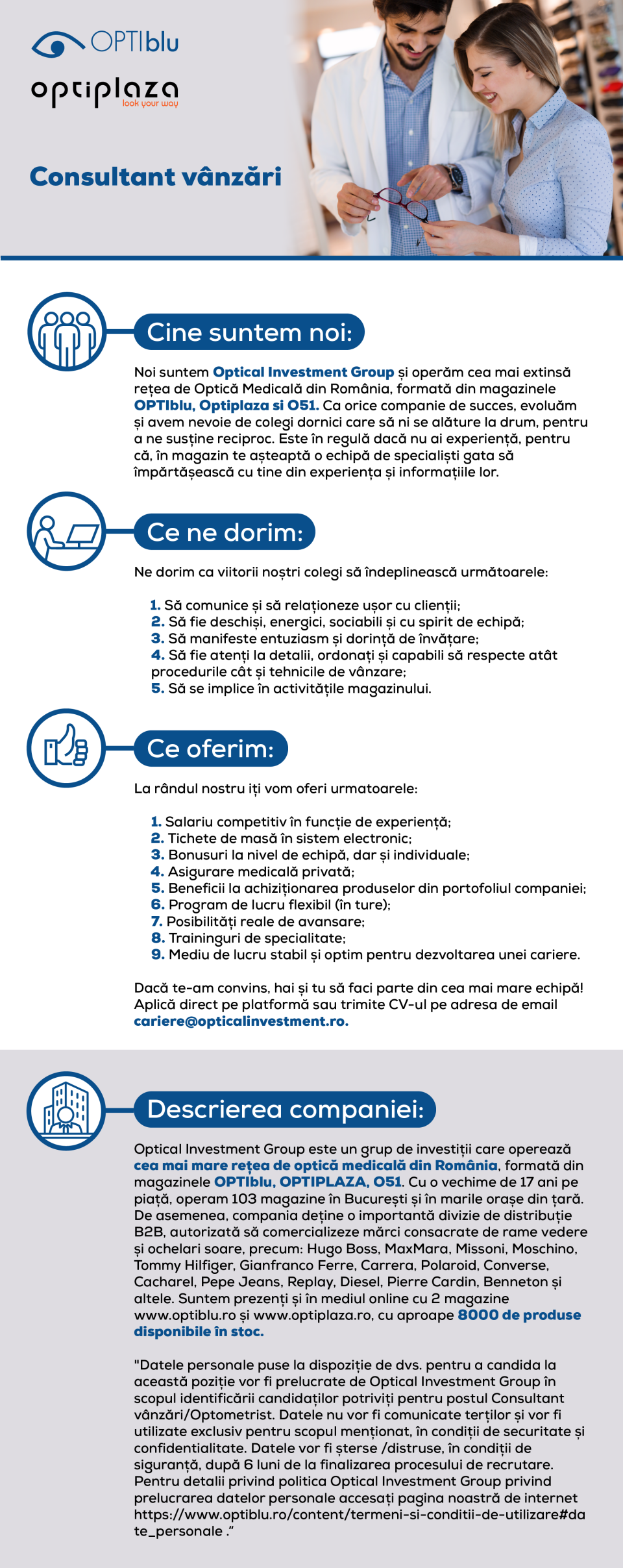 Consultant vanzari -Bucuresti, Timisoara,Targu Mures,Brasov
