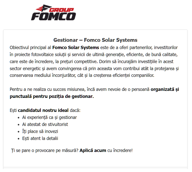 Gestionar – Fomco Solar Systems