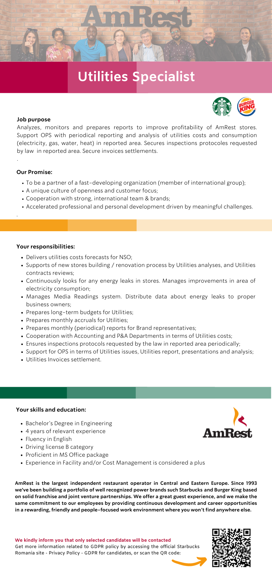 Utilities Specialist Starbucks & Burger King
