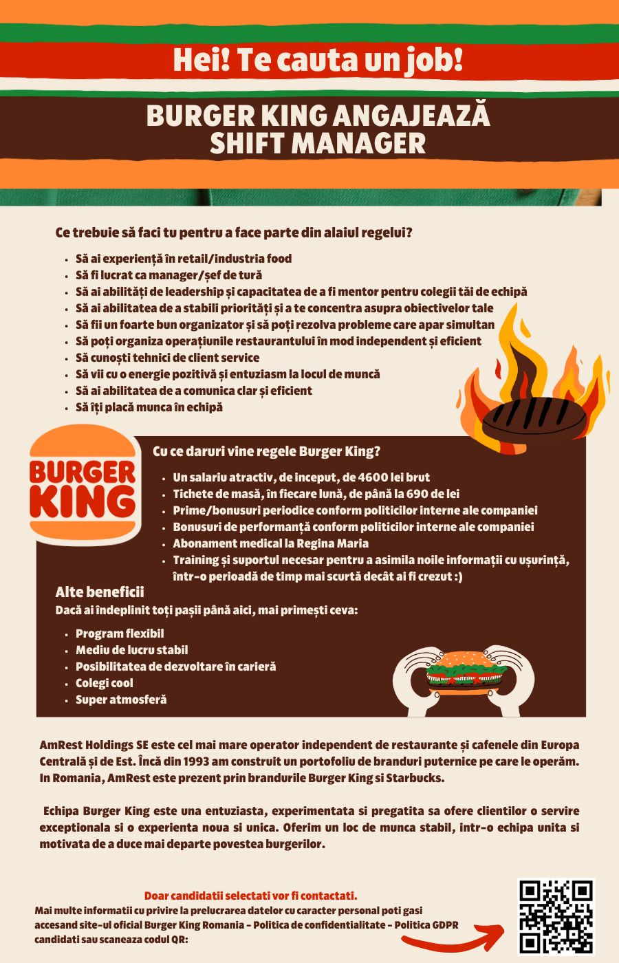 Burger King angajeaza Shift Manager Bucuresti