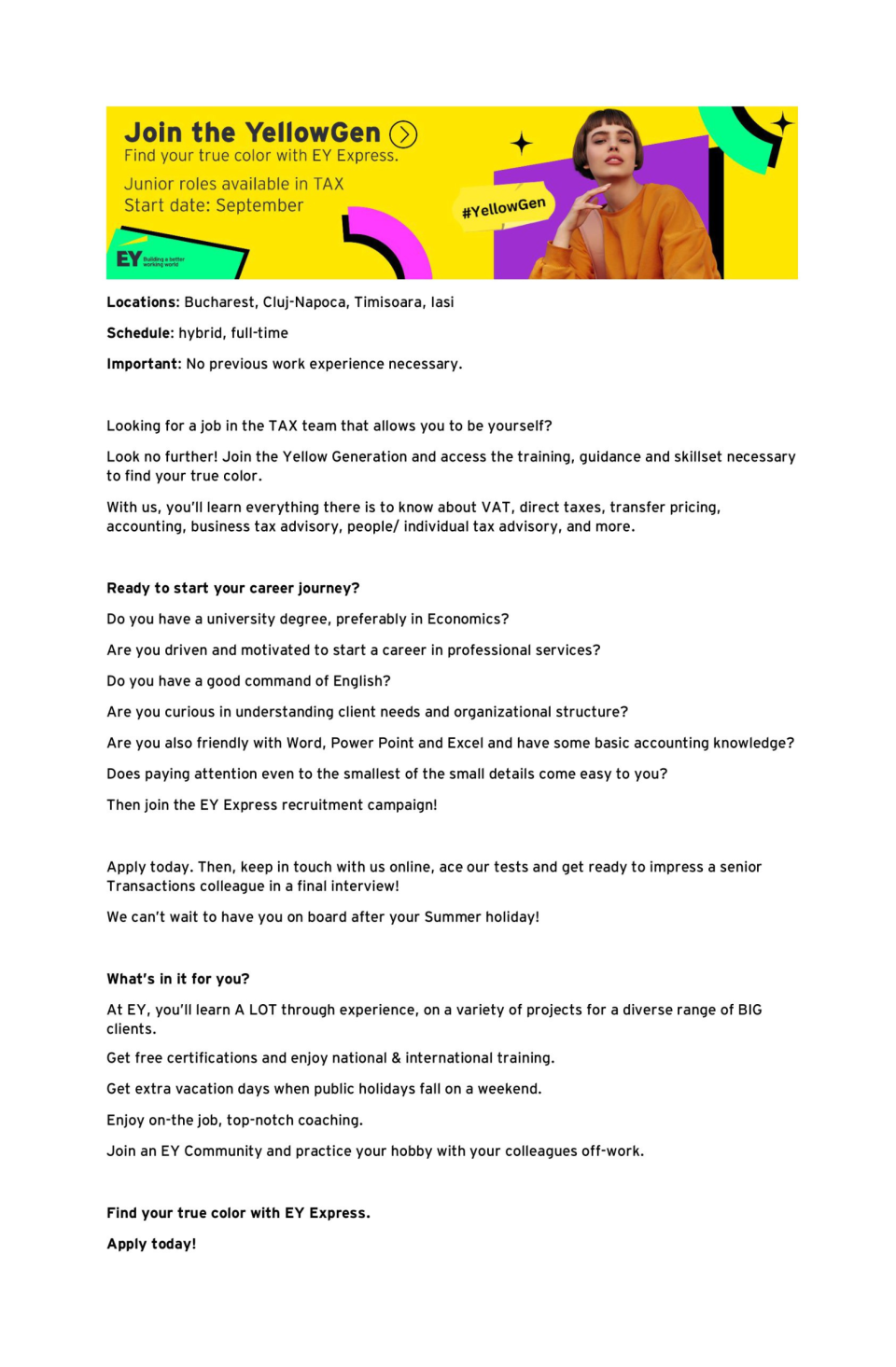 Junior Tax Consultant - EY Express
