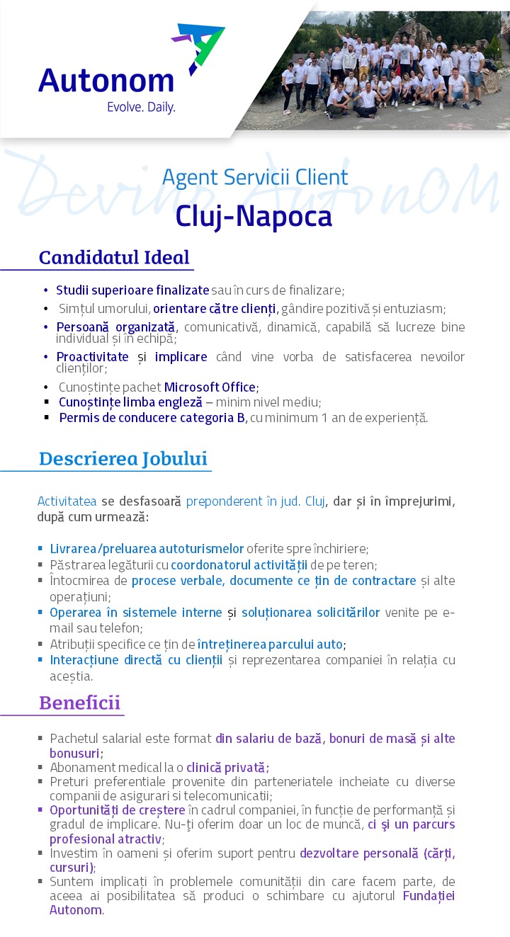 AGENT SERVICII CLIENT - CLUJ-NAPOCA