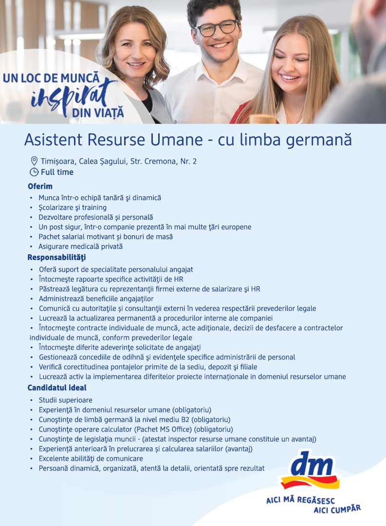 Asistent Resurse Umane cu Germana