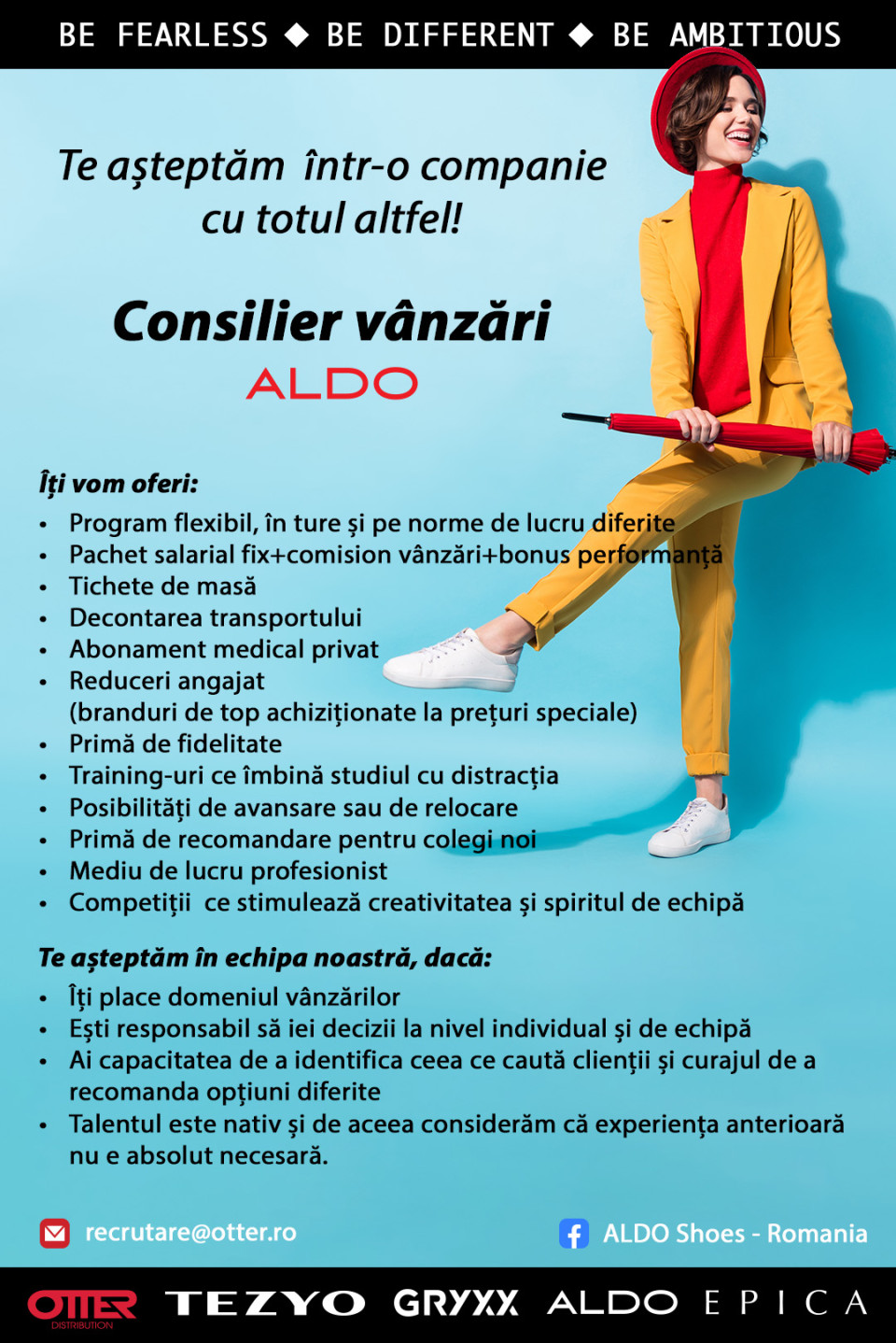 Consilier vanzari - ALDO CLUJ VIVO venit net: 3000-3200 lei