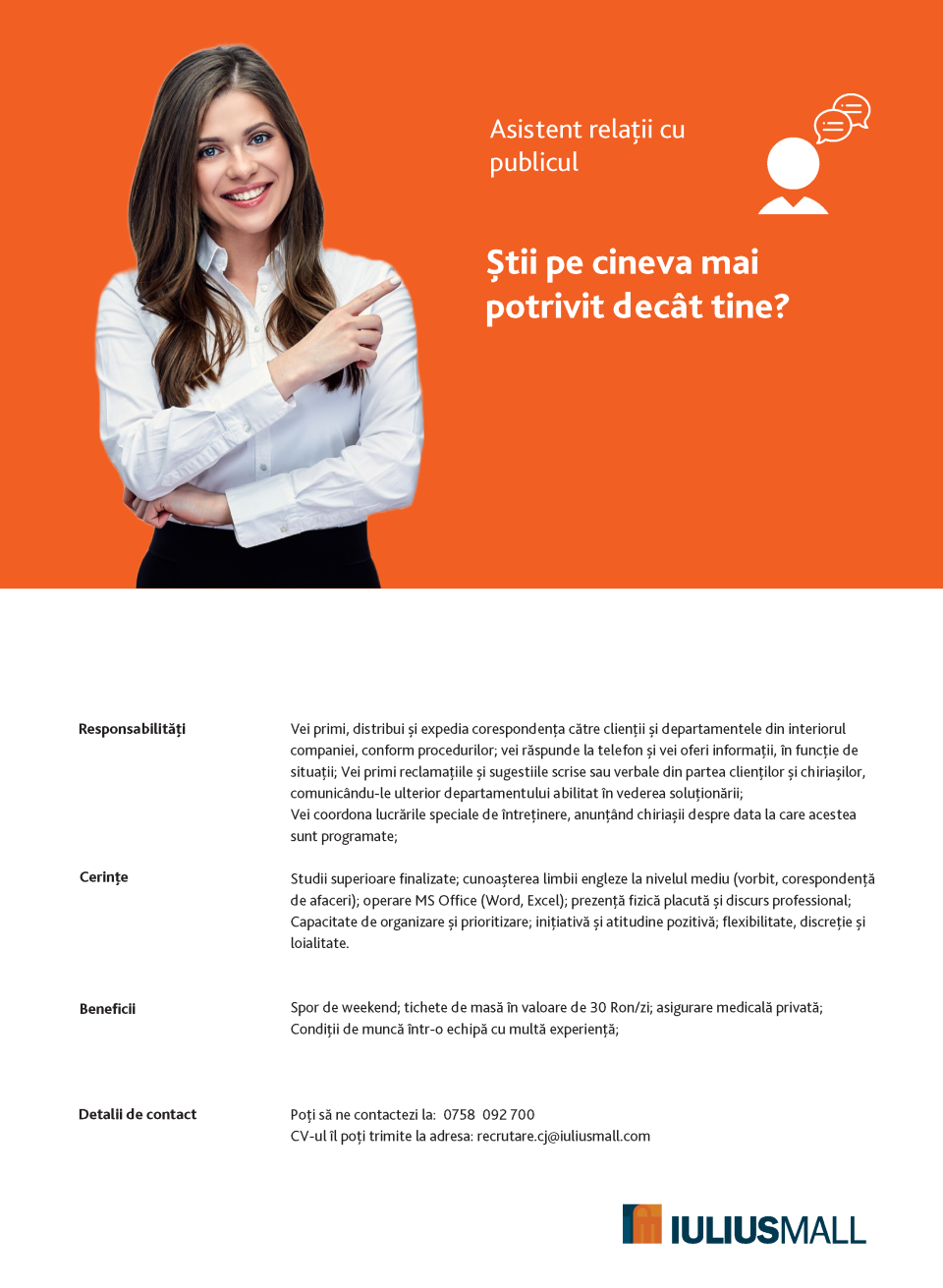 Asistent relatii cu publicul – Cluj Napoca
