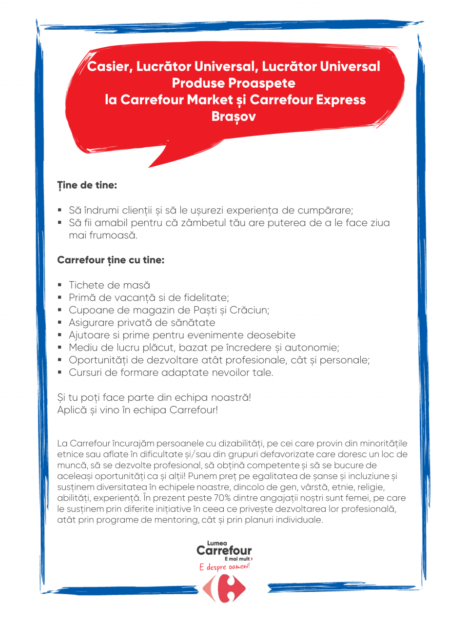 Casier si Lucrator Universal la Carrefour Brasov