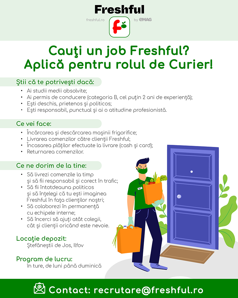 Cea mai Freshful echipa este in cautare de Curieri! Aplica!