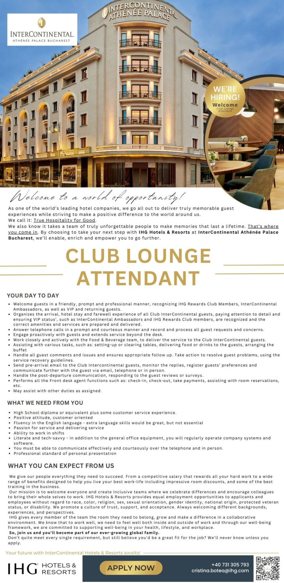 Club Lounge Attendant Aplica pe eJobs