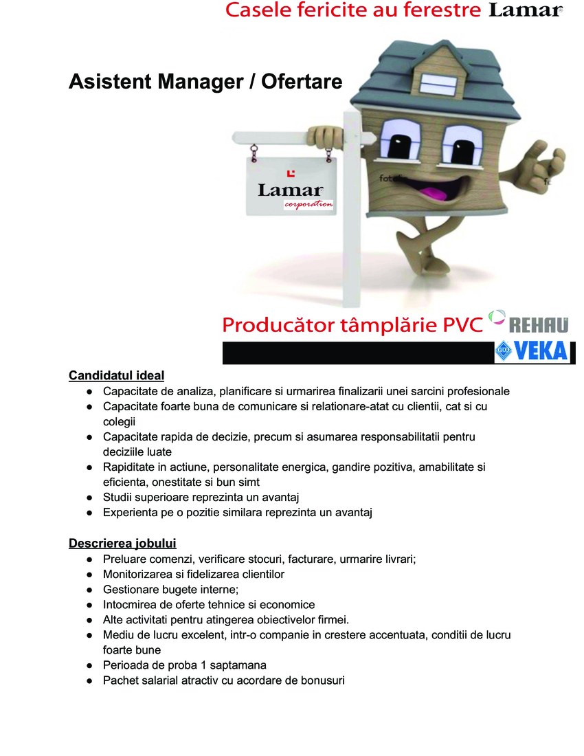 Asistent Manager / Ofertare