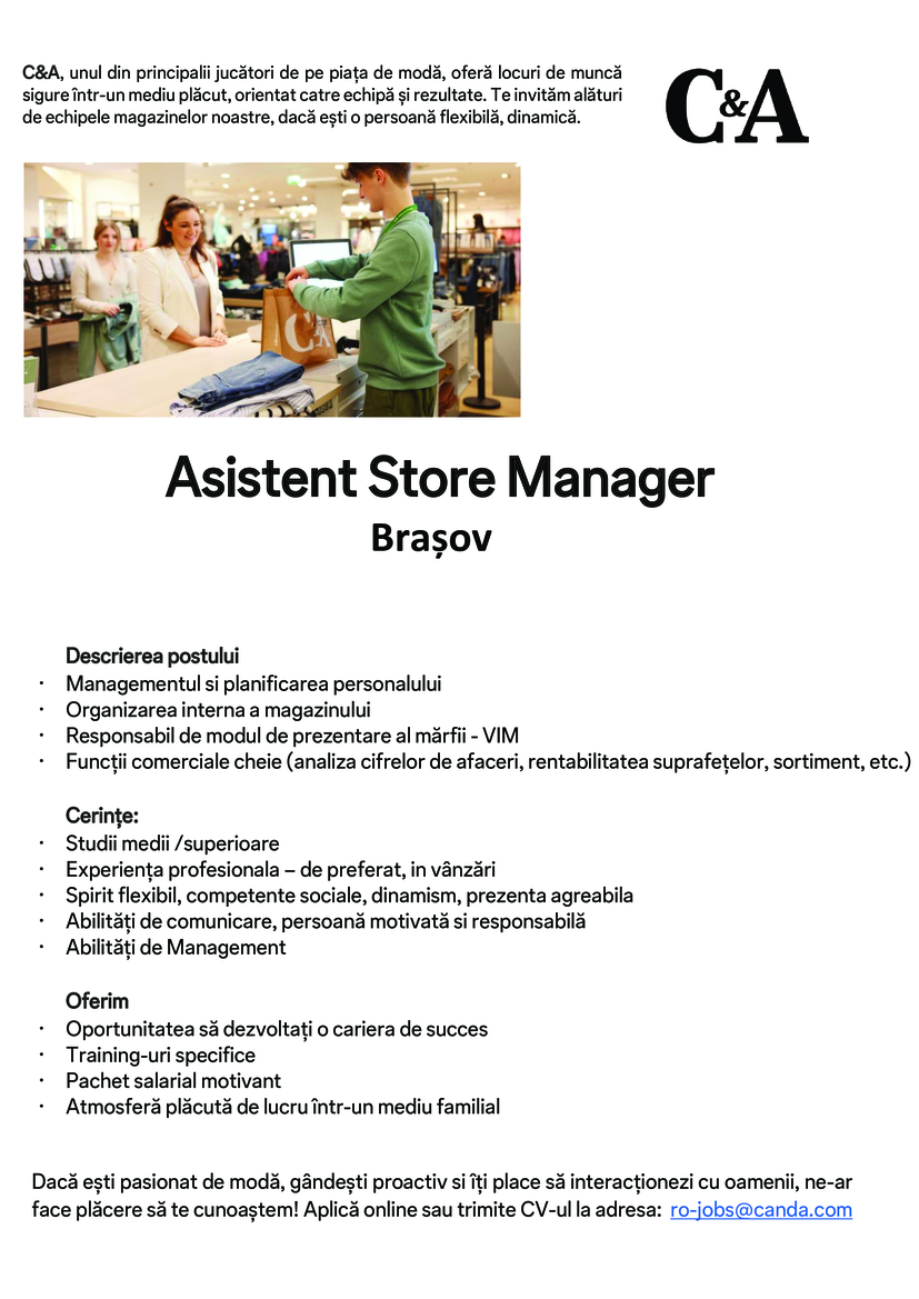 Asistent Store Manager Brasov