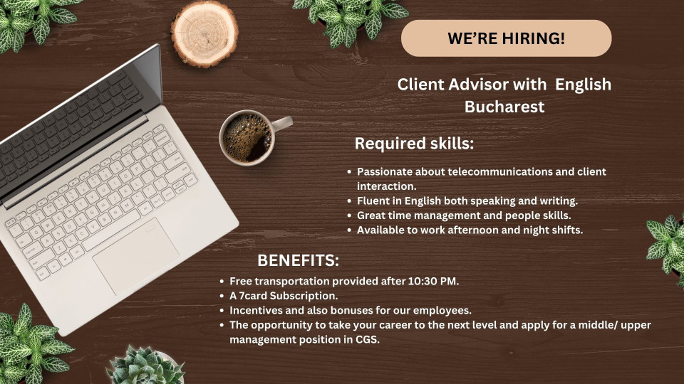 Client Advisor with English - Bucharest