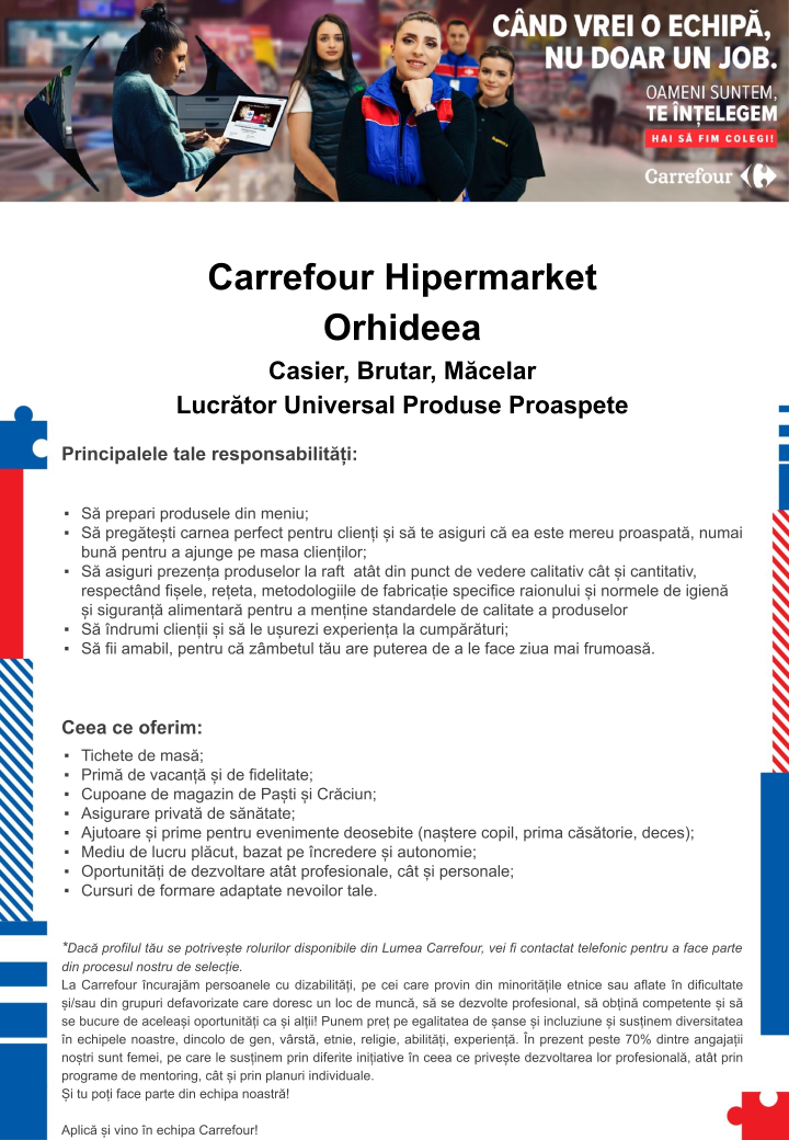 Cautam colegi la Carrefour Orhideea!