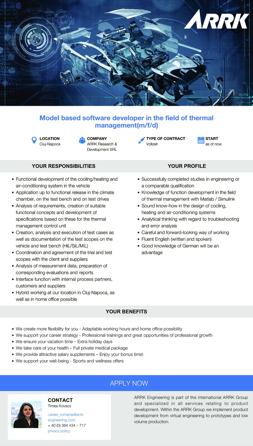 Model based software developer - thermal management