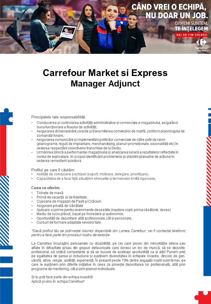 Manager Adjunct Carrefour Market si Express