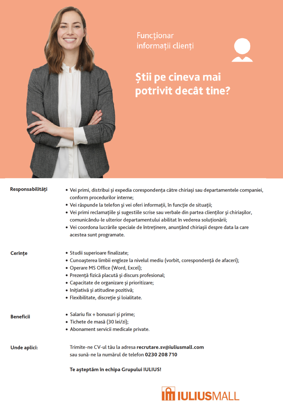 Functionar informatii clienti – Iulius Mall Suceava