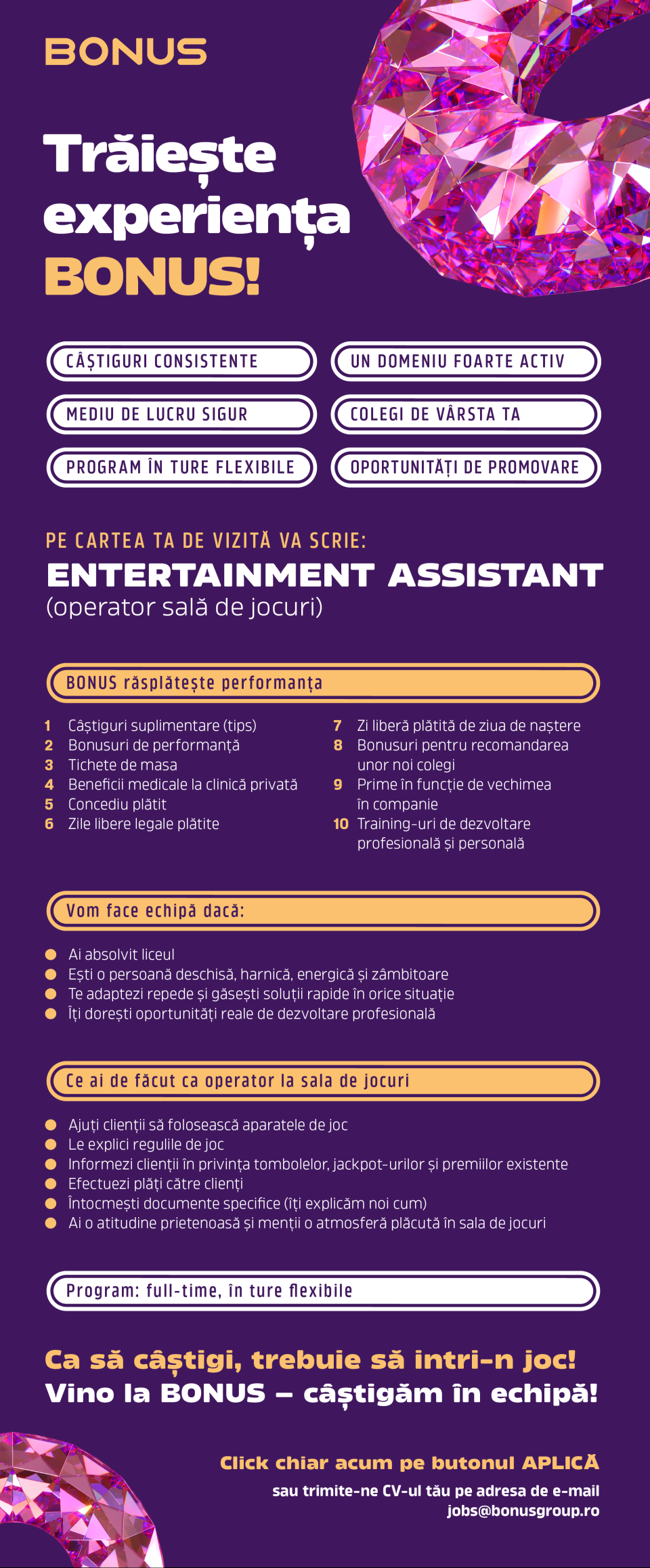 Operator sala jocuri (Entertainment Assistant)