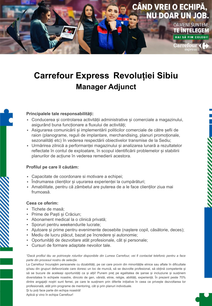 Manager Adjunct Carrefour Express Sibiu Revolutiei
