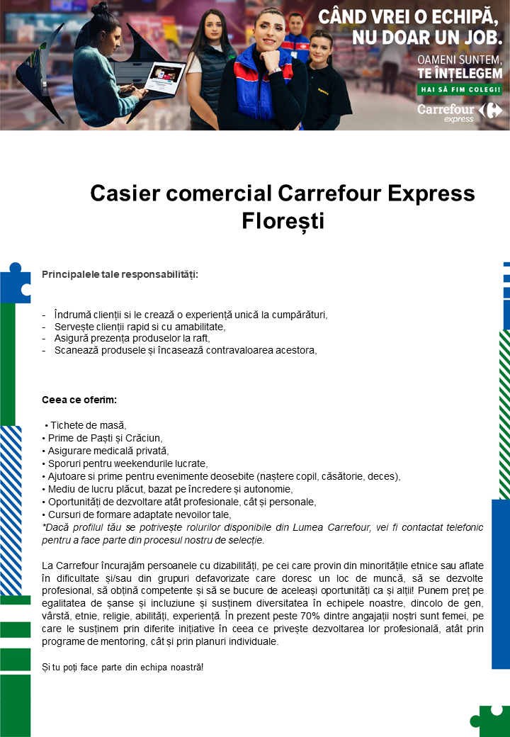 Casier comercial Carrefour Express Cluj Floresti