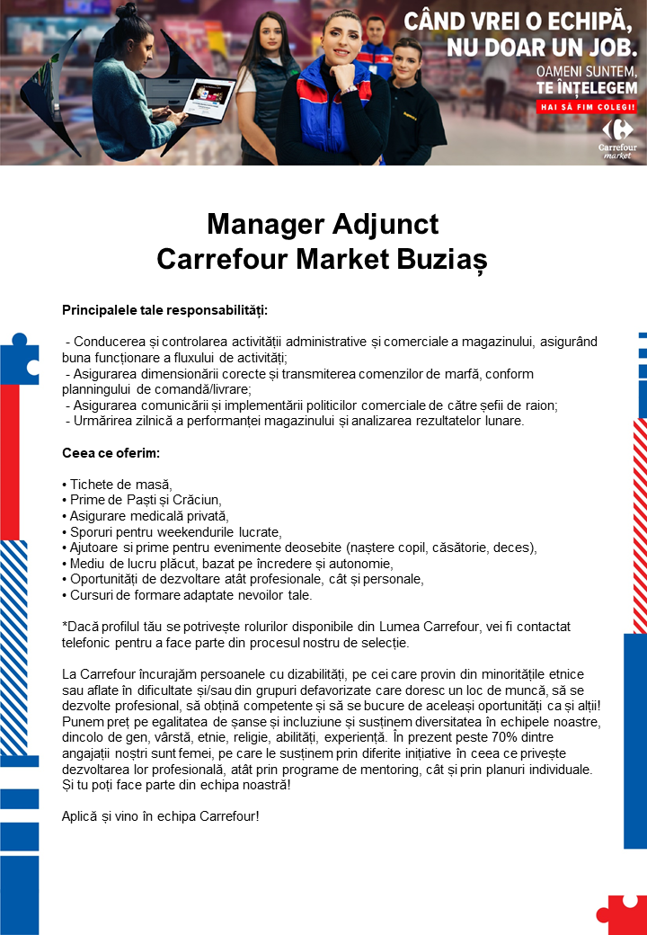Manager Adjunct Carrefour Market Buzias