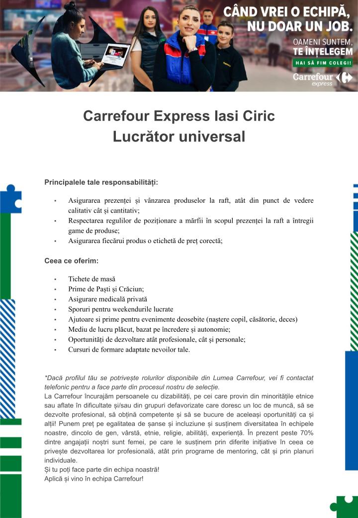 Lucrator Universal - Carrefour Express Iasi Ciric