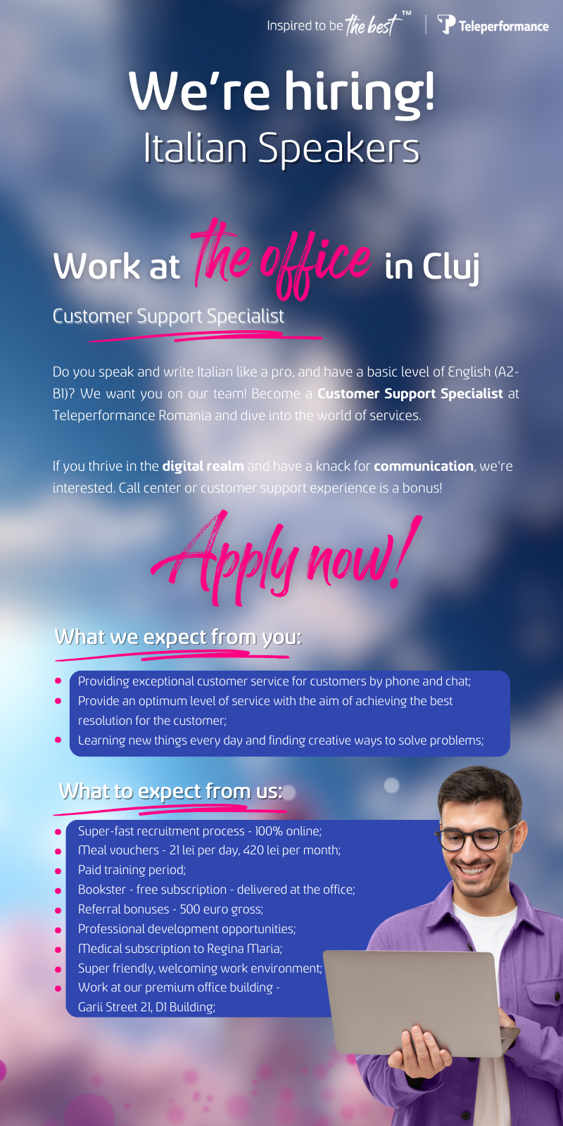 Customer Support agent ITALIAN SPEAKERS - ON SITE - CLUJ