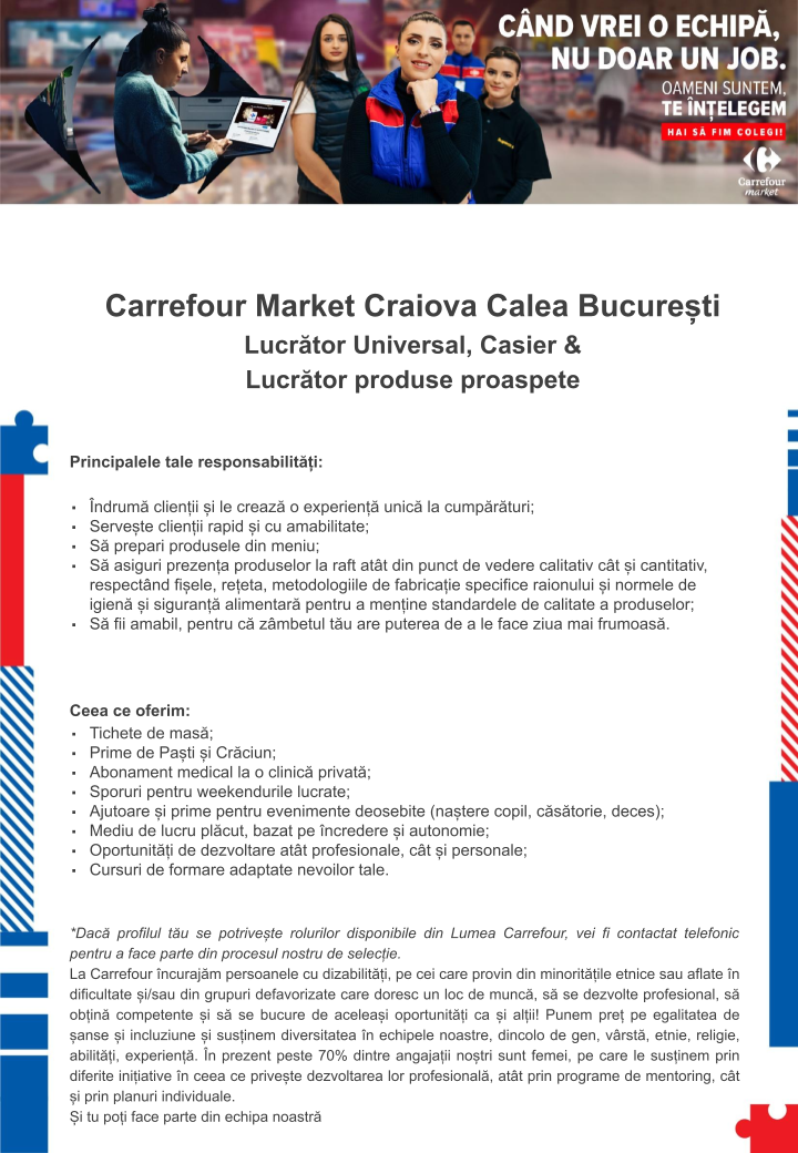 Cautam Colegi noi - Carrefour Market Craiova Calea Bucuresti