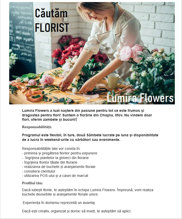 Florar / Florist Chiajna
