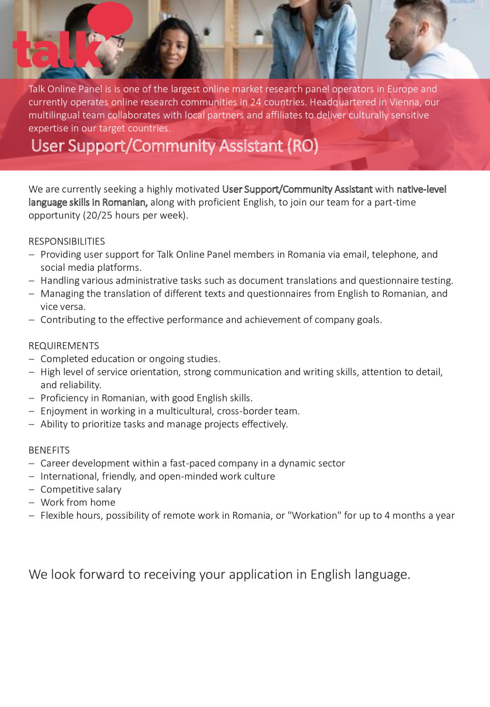 User Support / Community Assistant (RO) 