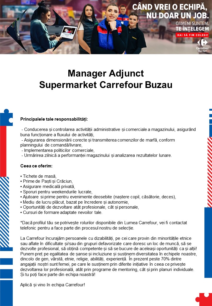 Manager Adjunct Carrefour Supermarket Buzau