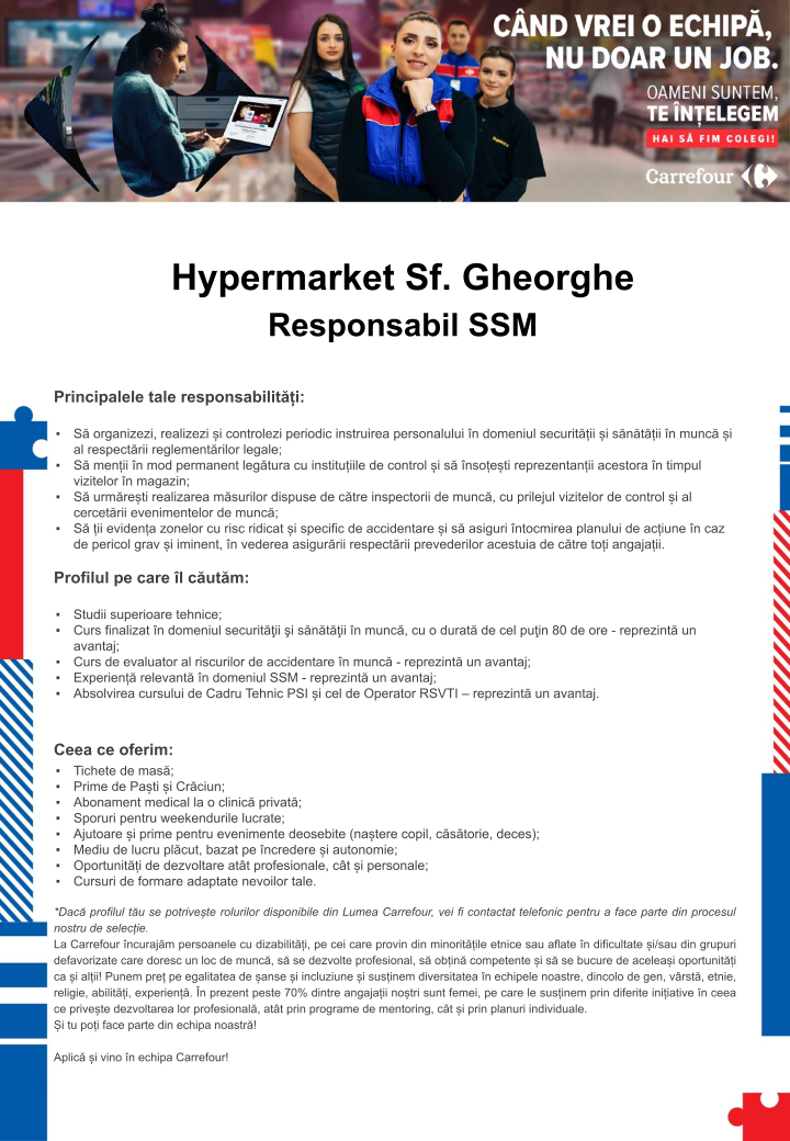 Responsabil SSM la Hypermarket Sf. Gheorghe