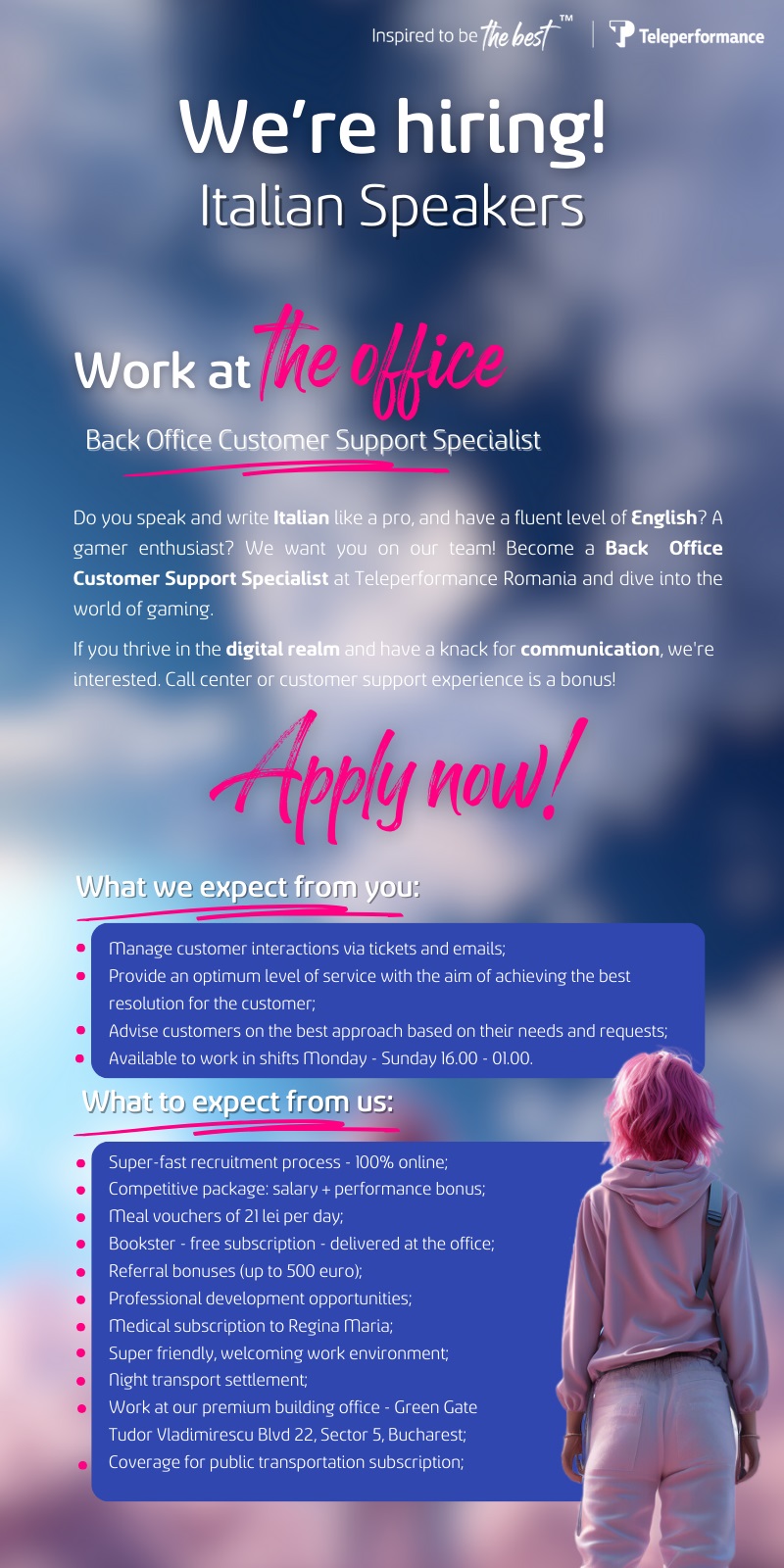 ITALIAN SPEAKERS - Back Office - ON SITE - BUCHAREST