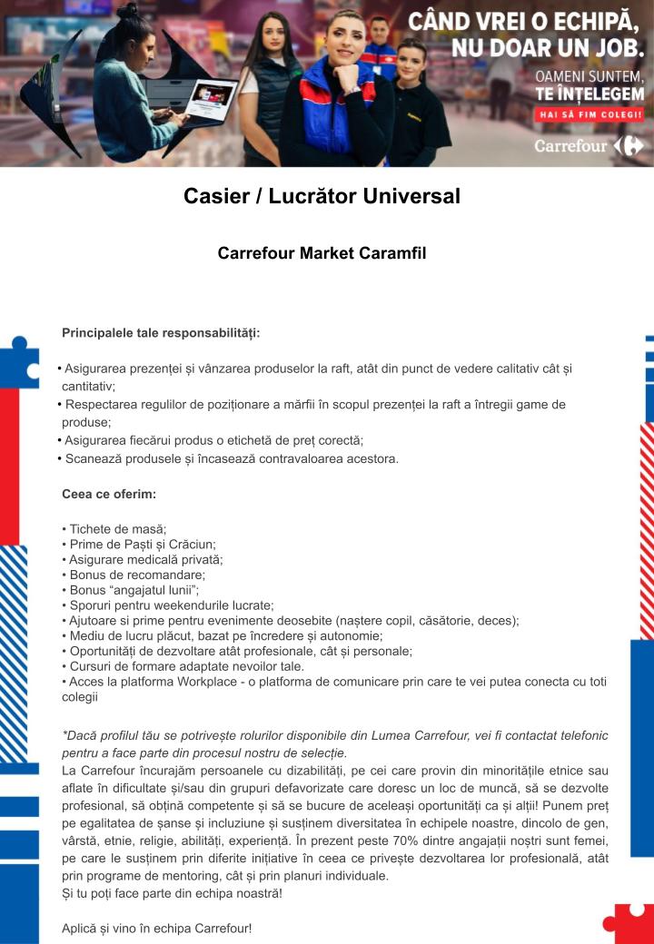 Casier / Lucrator Universal Carrefour Market Caramfil