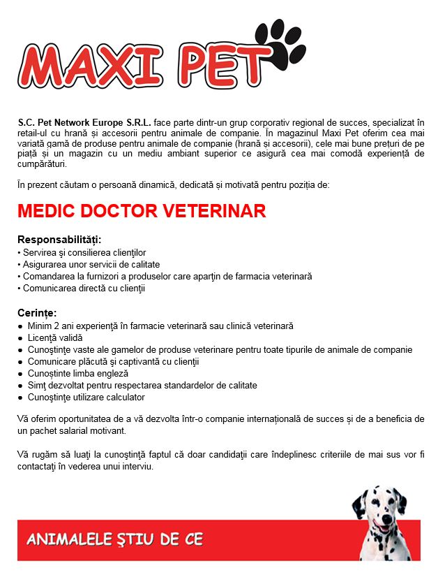 MEDIC VETERINAR - MAXI PET MILITARI - PIATRA NEAMT