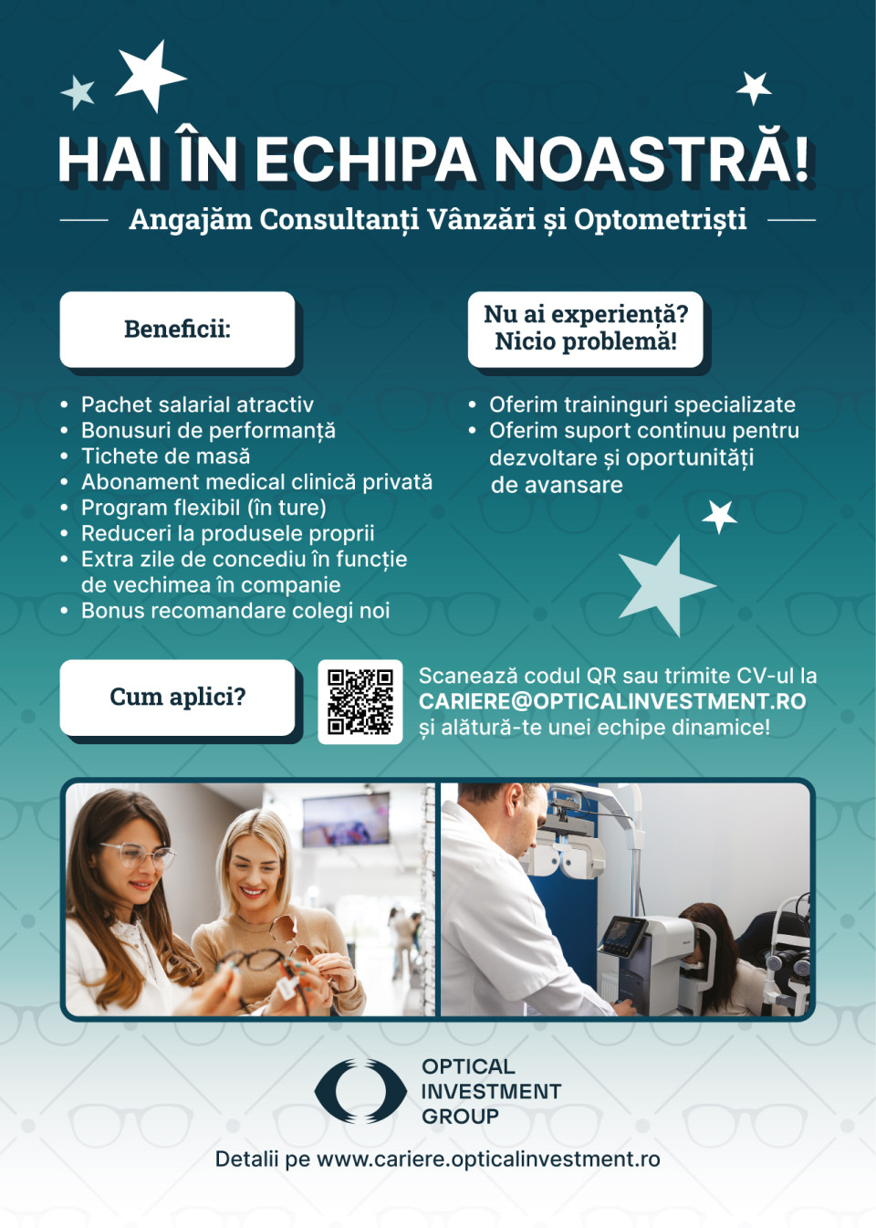 OPTOMETRIST -Timisoara,Cluj,TgMures,Oradea,Craiova,Bucuresti