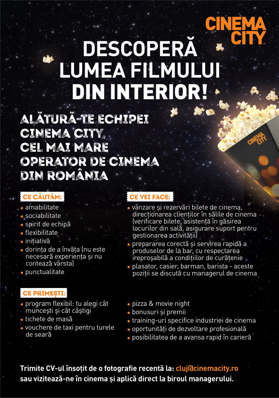 Barman / Barista / Casier / Plasator - Cinema City IULIUS MALL CLUJ