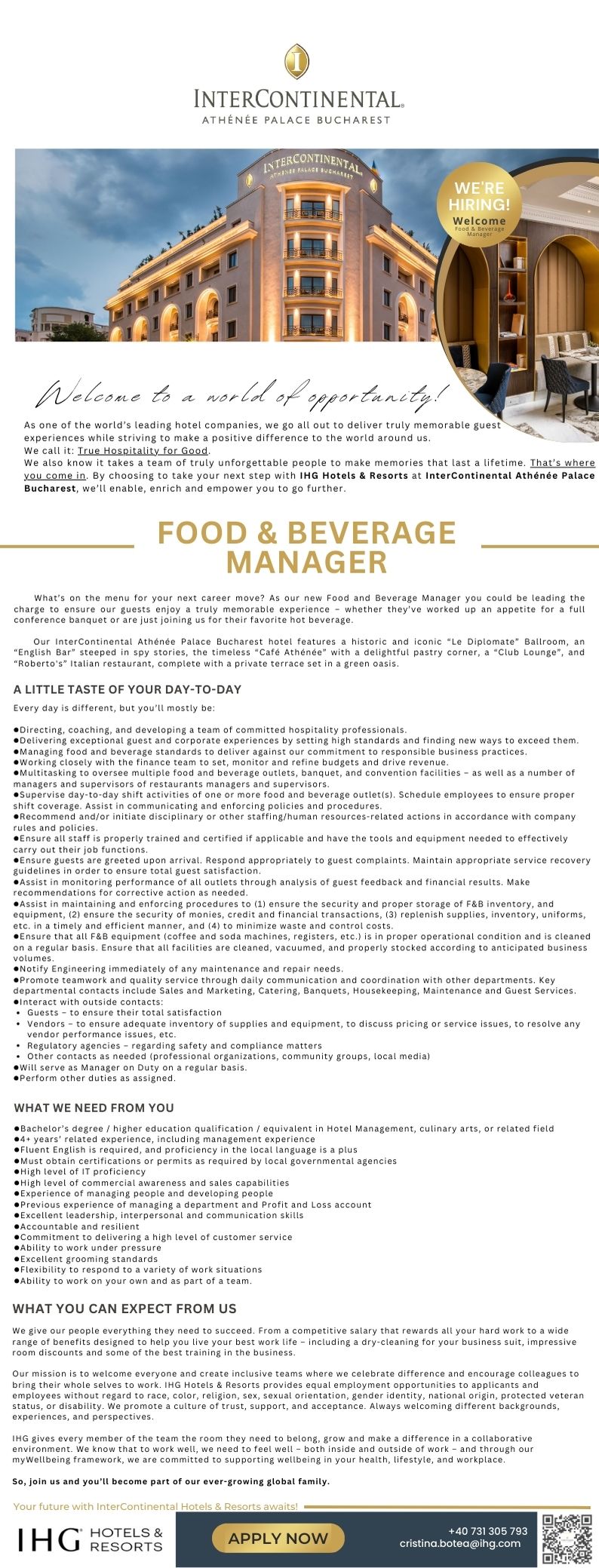 Food & Beverage Manager