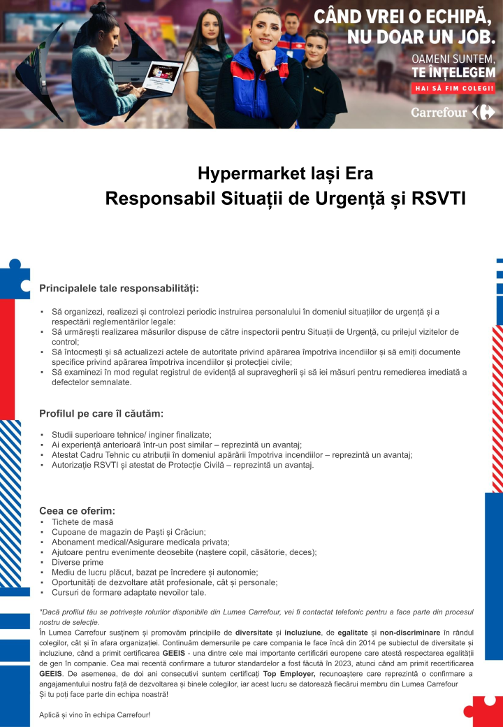 Responsabil SU si RSVTI Hipermarket Iasi Era