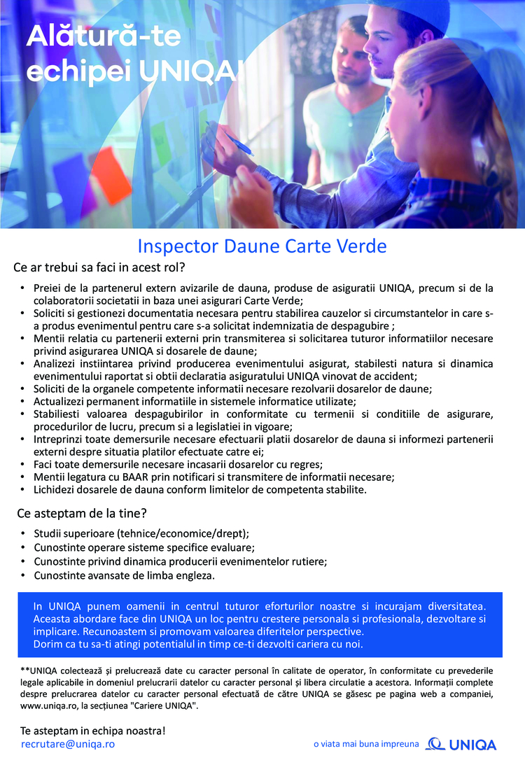 Inspector de Specialitate Daune  – Carte Verde