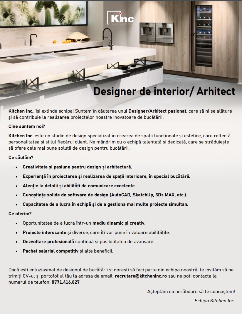 ARHITECT / DESIGNER DE INTERIOR